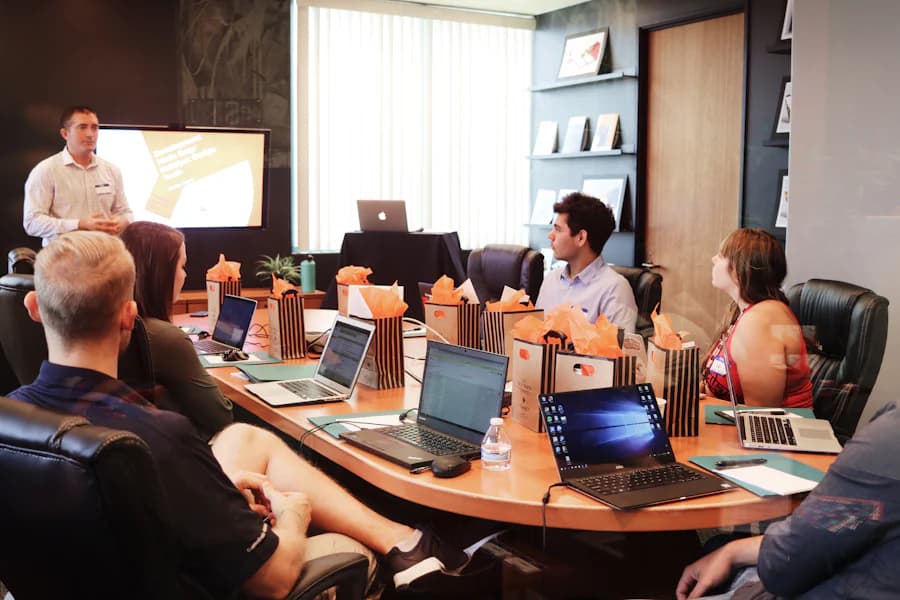 A project meeting in a glass-walled room
